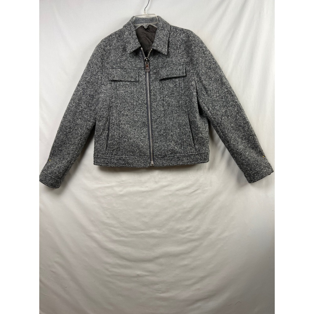 Neil Barrett Wool Bomber Jacket Mens L Grey Slim Fit Zip Up Designer Boucle